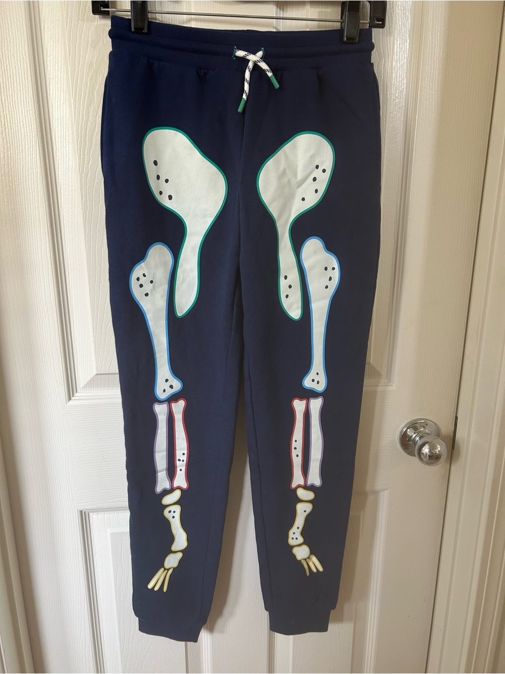 Mini Boden Size 9-10 Years Glow in the Dark Navy Skeleton Dino Joggers NWT